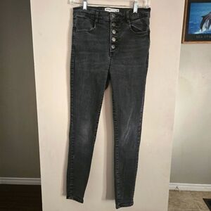 5 For $25 GARAGE High Waisted Super Skinny Washed Black Womens Jeans 7 Stretch